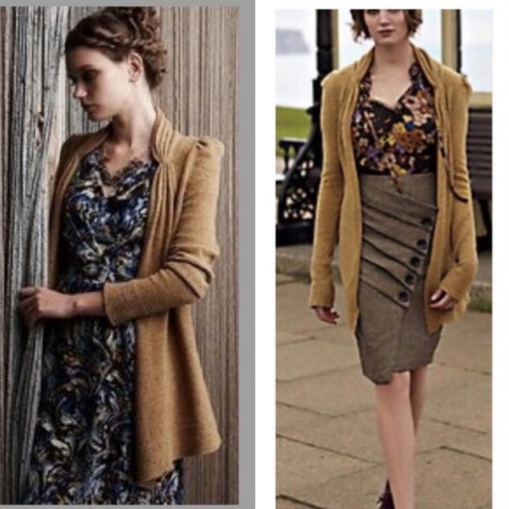 Anthro Tokyo Map Womens Ladies Choice Wool Cardigan, Brown, Size Small